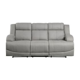 Attractive Gray Color Microfiber Upholstered 1pc Double Reclining Sofa Transitional Living Room Furniture