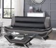 Modern Living Room Furniture 1pc Sofa Black and Gray PU Upholstered Chrome Finish Metal Legs Solid Wood Frame Cushon Seat