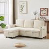 FX78.7" Comfortable Corduroy L-Shaped Combo Sofa Bed, Living Room Furniture Set for Tight Spaces, Reversible Sleeper Combo Sofa with Pullout Bed, Reve