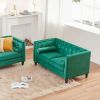 Mid-Century Velvet Sofa, Love Seats Sofa Furniture with Bolster Pillows, Button Tufted Couch for Living Room, Tool-Free Assembly, Green