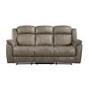 Classic Sandy Brown 1pc Double Reclining Sofa Plush Comfort Pillow-Top Arms Vertical Tufting Solid Wood Luxury Living Room Furniture