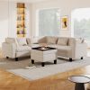 [New]87" Modern Sectional Sofa with coffee table,6-Seat Couch Set with Storage Ottoman,Various Combinations,L-Shape Indoor Furniture with Unique Armre