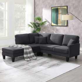 [VIDEO provided][New]90*88" Terrycloth Modern Sectional Sofa,5-Seat Practical Couch Set with Chaise Lounge,L-Shape minimalist Indoor Furniture with 3