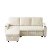 FX78.7" Comfortable Corduroy L-Shaped Combo Sofa Bed, Living Room Furniture Set for Tight Spaces, Reversible Sleeper Combo Sofa with Pullout Bed, Reve