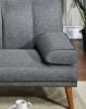 Blue Grey Polyfiber Adjustable Sofa Living Room Furniture Solid wood Legs Plush Couch