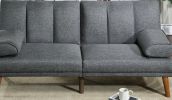 Blue Grey Polyfiber Adjustable Sofa Living Room Furniture Solid wood Legs Plush Couch