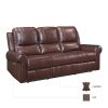 Double Reclining Sofa Brown Leather Luxurious Comfort Style Living Room Furniture 1pc