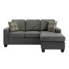 Modern Contemporary Reversible Sofa Chaise Solid Wood Gray Living Room Furniture Decorative Pillows 2pc Sectional