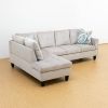 Modern Corduroy Sectional Couch with Chaise and Ottoman-Large 3 Piece Sofa Set for Living Room-L-Shaped Left-Facing Sofa Furniture-Wood Frame-Sectiona