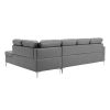 Contemporary Gray Faux Leather Upholstered 2pc Sectional Sofa with RSF Chaise Tufted Detail Solid Wood Living Room Furniture L-Shape Sofa Chaise