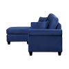 Modern Living Room Sectional Sofa Reversible Chaise with 2 Pillows Blue Velvet Upholstered Tufted Back Solid Wood Frame Furniture L-Shape Sofa