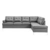 Contemporary Gray Faux Leather Upholstered 2pc Sectional Sofa with RSF Chaise Tufted Detail Solid Wood Living Room Furniture L-Shape Sofa Chaise