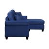 Modern Living Room Sectional Sofa Reversible Chaise with 2 Pillows Blue Velvet Upholstered Tufted Back Solid Wood Frame Furniture L-Shape Sofa