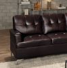 Contemporary Brown Faux Leather Upholstered 2pc Sectional Sofa with RSF Chaise Tufted Detail Solid Wood Living Room Furniture