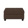 Modern Living Room 3-Piece Sectional Reversible Sofa Chaise Storage Ottoman Tufted Detail Brown Microfiber Upholstered Drop-Down Cup-holder Solid Wood