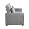 Modern Home Furniture Solid Wood Frame Sofa with Pull-Out Bed Gray Fabric Upholstered 2x Pillows Click-Clack Mechanism Back Living Rom Furniture