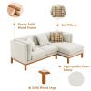 75*50" Modern Sectional Sofa,Rustic L-shaped Couch Set with 3 Free Pillows,4-seat Linen Fabric Indoor Furniture with Chaise Lounge for Living Room, Ap