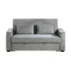 Modern Home Furniture Solid Wood Frame Sofa with Pull-Out Bed Gray Fabric Upholstered 2x Pillows Click-Clack Mechanism Back Living Rom Furniture