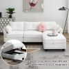 [VIDEO provided] [New] 92*63"Modern Teddy Velvet Sectional Sofa,Charging Ports on Each Side,L-shaped Couch with Storage Ottoman,4 seat Interior Furnit