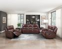 Double Reclining Sofa Brown Leather Luxurious Comfort Style Living Room Furniture 1pc