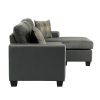 Modern Contemporary Reversible Sofa Chaise Solid Wood Gray Living Room Furniture Decorative Pillows 2pc Sectional