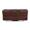 Double Reclining Sofa Brown Leather Luxurious Comfort Style Living Room Furniture 1pc