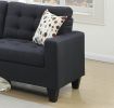 Living Room Furniture 2pc Sofa Set Black Polyfiber Tufted Sofa Loveseat w Pillows Cushion Couch Solid pine