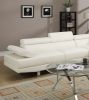 White Color Sectional Living Room Furniture Faux Leather Adjustable Headrest Right Facing Chaise & Left Facing Sofa