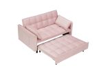 Modern velvet sofa, sofa pull-out bed, small love seat casual sofa with back, with pillow, pockets, living room furniture, 3 in 1 convertible sleep so