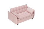 Modern velvet sofa, sofa pull-out bed, small love seat casual sofa with back, with pillow, pockets, living room furniture, 3 in 1 convertible sleep so