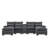 [VIDEO provided][New]123*55" Modern U-shaped Sofa with Console,Cupholders and USB Ports,6-seat Upholstered Symmetrical Indoor Furniture,Sleeper Couch