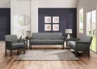 Classic Living Room 1pc Sofa Gray Cushion Seat and Back Solid Rubberwood Furniture Transitional Style