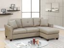 Beige Color Glossy Polyfiber Tufted Cushion Couch Sectional Sofa Chaise Living Room Furniture Reversible Sectionals Chaise