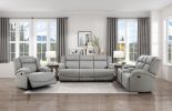 Attractive Gray Color Microfiber Upholstered 1pc Double Reclining Sofa Transitional Living Room Furniture