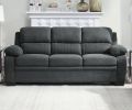 Comfortable Plush Seating Sofa 1pc Dark Gray Textured Fabric Channel Tufting Solid Wood Frame Modern Living Room Furniture