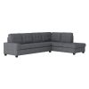 Modern Living Room 2-Piece Sectional Reversible Sofa Chaise Tufted Detail Dark Gray Microfiber Upholstered Drop-Down Cup-holder Solid Wood Frame Furni