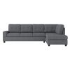 Modern Living Room 2-Piece Sectional Reversible Sofa Chaise Tufted Detail Dark Gray Microfiber Upholstered Drop-Down Cup-holder Solid Wood Frame Furni