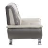 Modern Living Room Furniture 1pc Sofa Beige and Gray PU Upholstered Chrome Finish Metal Legs Solid Wood Frame Cushon Seat