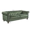 Large Sofa, Velvet Sofa Three-seat Sofa Classic Tufted Chesterfield Settee Sofa Modern 3 Seater Couch Furniture Tufted Back for Living Room (Green)