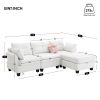 [VIDEO provided] [New] 92*63"Modern Teddy Velvet Sectional Sofa,Charging Ports on Each Side,L-shaped Couch with Storage Ottoman,4 seat Interior Furnit