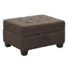 Modern Living Room 3-Piece Sectional Reversible Sofa Chaise Storage Ottoman Tufted Detail Brown Microfiber Upholstered Drop-Down Cup-holder Solid Wood