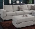 Living Room Furniture Mushroom Chenille Sectional w Ottoman Linen Like Fabric Sofa Reversible L/R Chaise Ottoman 3pc Sectional Sofa