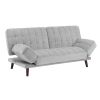 Elegant Three-in-One Lounger Sofa Sleeper Silver-Gray Chenille Fabric Upholstered Attached Cushions Adjustable Arms Casual Living Room Furniture