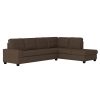 Modern Living Room 3-Piece Sectional Reversible Sofa Chaise Storage Ottoman Tufted Detail Brown Microfiber Upholstered Drop-Down Cup-holder Solid Wood