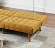 Mustard Color Modern Convertible Sofa 1pc Set Couch Polyfiber Plush Tufted Cushion Sofa Living Room Furniture Wooden Legs