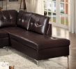 Contemporary Brown Faux Leather Upholstered 2pc Sectional Sofa with RSF Chaise Tufted Detail Solid Wood Living Room Furniture