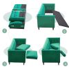 Mid-Century Velvet Sofa, Love Seats Sofa Furniture with Bolster Pillows, Button Tufted Couch for Living Room, Tool-Free Assembly, Green