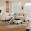 [New]87" Modern Sectional Sofa with coffee table,6-Seat Couch Set with Storage Ottoman,Various Combinations,L-Shape Indoor Furniture with Unique Armre