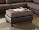 Sectional Sofa Chocolate Polyfiber Cushion Tufted Reversible 3pc Sectional Sofa, Chaise Ottoman Living Room Furniture