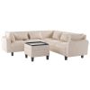 [New]87" Modern Sectional Sofa with coffee table,6-Seat Couch Set with Storage Ottoman,Various Combinations,L-Shape Indoor Furniture with Unique Armre